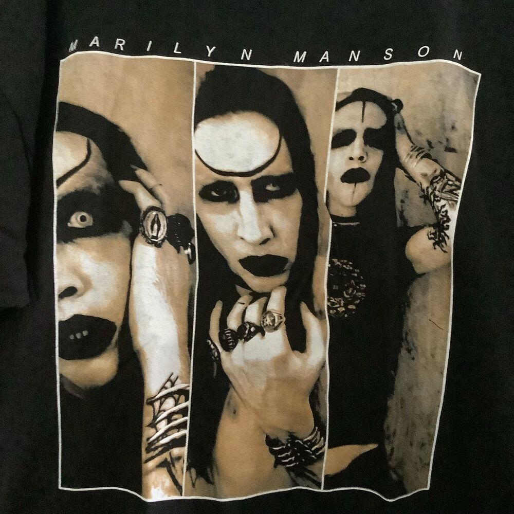 Rare Marilyn Manson tee T-shirt rock band tour art screenprint size XXL SZ 2XL - Picture 2 of 2